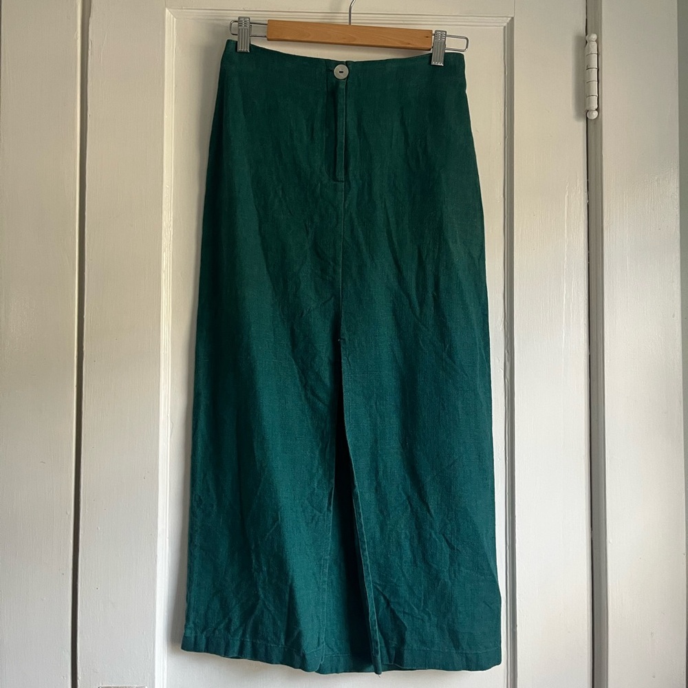 Paloma Wool Fabiola Teal Linen Skirt